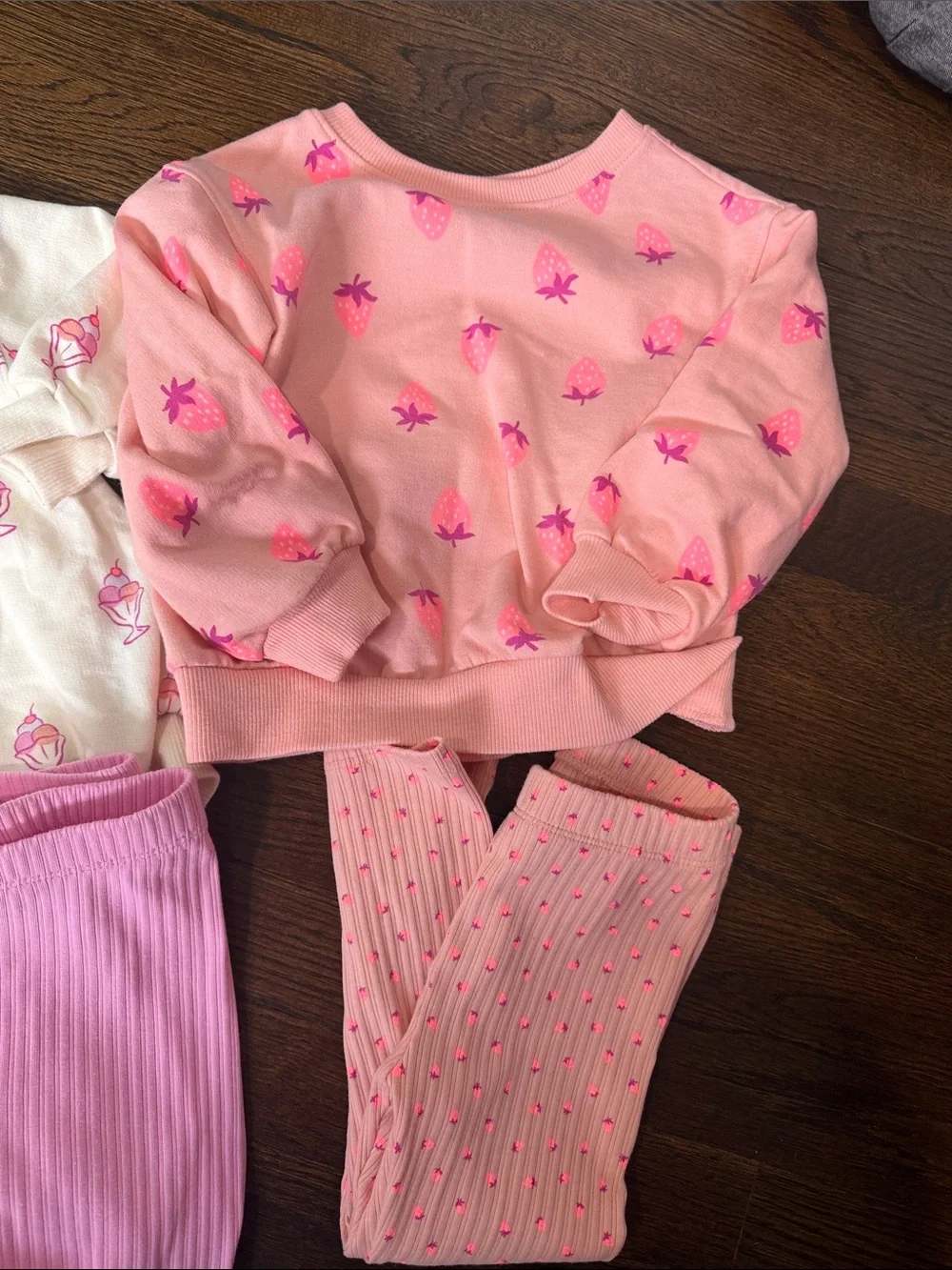 Cat & Jack Girls' 3-Pack Sweatshirt Sets in Pink, Light Blue & Cream -2T